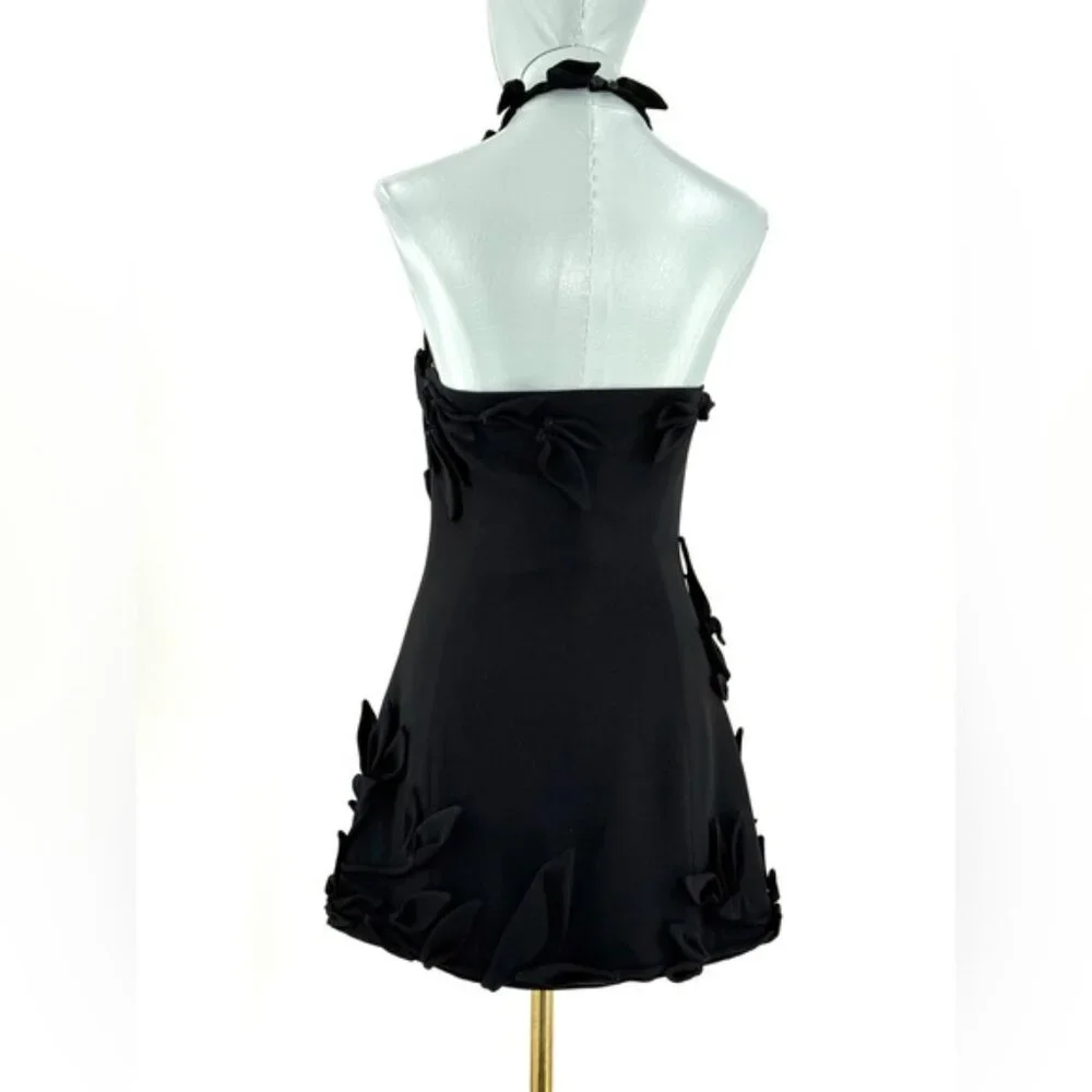 🆕 CULT GAIA 🧿 NWT Elliana Calla Lily Floral Appliqué Mini, Black - Sz 0